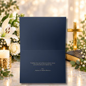 Carte Élégant or script colombe bleu condoléances sympat