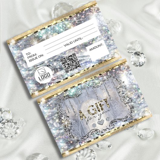Carte Elégant or Silver Holographe Parties scintillant u