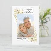 Carte Elégant or vert Joyeux Noël Photo (Debout devant)