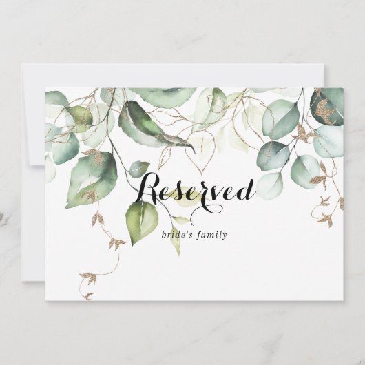 Carte Élégant or vert Mariage Réservé Signal (Devant)