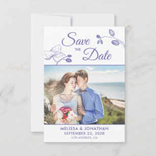 Carte Elégant orchidées moderne floral photo periwinkle