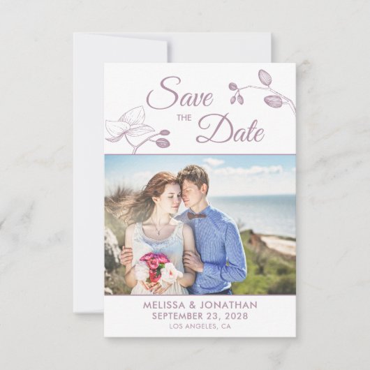 Carte Elégant orchidées moderne photo florale enregistre (Devant)