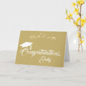Carte Elégant Ornament Or Félicitations Graduation (Fleur jaune)