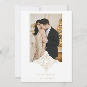 Carte Élégant ornement de dentelle effet Joyeux vacances