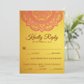 Carte Elégant Paisley Or Rose Pink Mariage Indien RSVP (Debout devant)