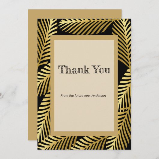 Carte Élégant palmier d'or exotique Feuilles (Devant / Derrière)