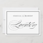 Carte Élégant panneau Lavatoire Mariage Bordure noire (Devant)