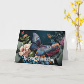 Carte Elégant papillon Art Joyeux anniversaire (Fleur jaune)