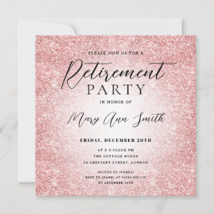 Carte Élégant Parti de retraite Glam Rose Parties scinti