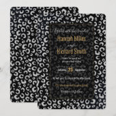 Carte Élégant Parties scintillant d'argent noir Motif lé (Devant / Derrière)