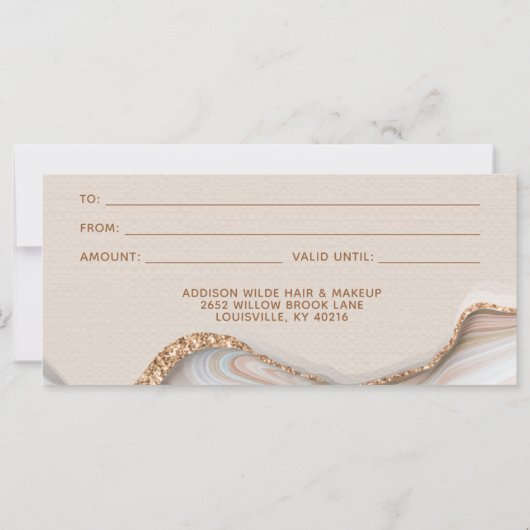 Carte Élégant Parties scintillant or Marbre Agate Certif (Dos)