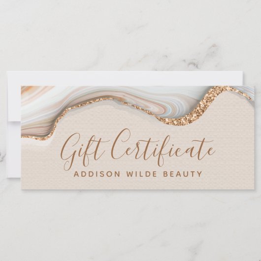 Carte Élégant Parties scintillant or Marbre Agate Certif (Devant)