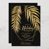 Carte Elégant Parties scintillant or Palm Holiday Noël I (Devant / Derrière)