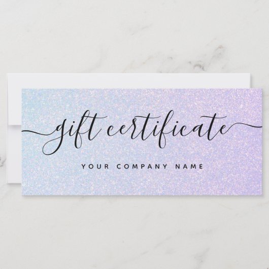Carte Elégant Pastel Dreamy | Certificat cadeau Glam (Devant)