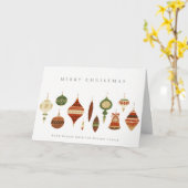 CARTE ÉLÉGANT PASTEL ROUGE ÉTOILE VERT CHIRSTMAS ORNAMES (Fleur jaune)