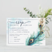 Carte Elégant Peacock & Turquoise - Lavish RSVP Card (Debout devant)