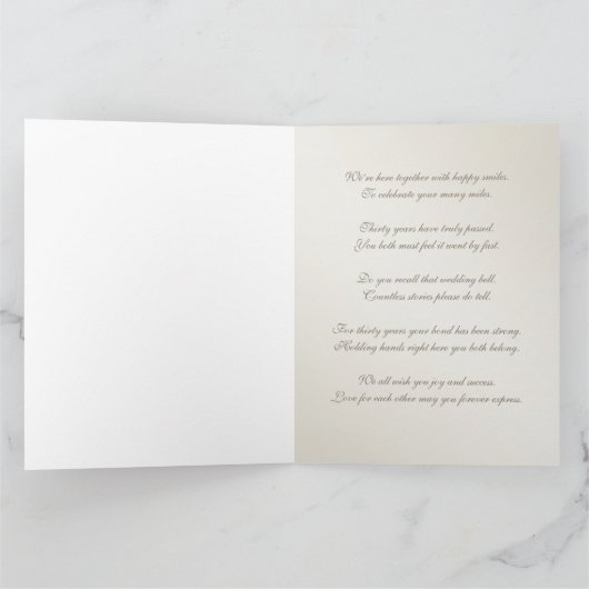Carte Elégant Pearl 30e anniversaire de Mariage 8,5 X 11 (Intérieur)