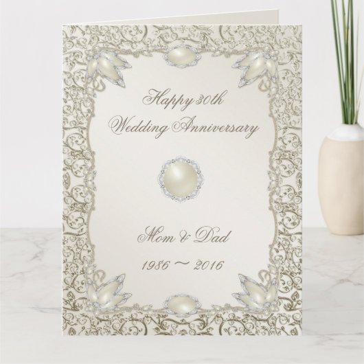 Carte Elégant Pearl 30e anniversaire de Mariage 8,5 X 11 (Devant)