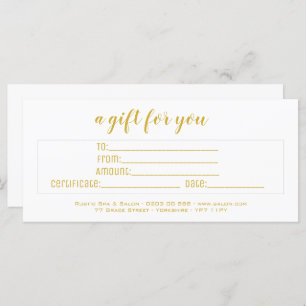 Carte Élégant personnalisation White & Gold Script Busin
