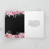 Carte Elegant Pink and Silver Flowers Birthday (Intérieur)