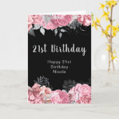 Carte Elegant Pink and Silver Flowers Birthday (Fleur jaune)