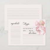 Carte Elegant Pink Bow Bridal Shower Recipe Card (Devant / Derrière)