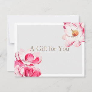 Carte Élégant Pink Floral Magnolia certificat cadeau
