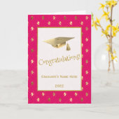 Carte Élégant Pink Gold Unicorns Graduation (Fleur jaune)