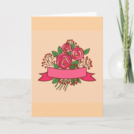 Carte Elegant Pink Rose Floral Bouquet (Devant)