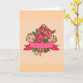 Carte Elegant Pink Rose Floral Bouquet (Fleur jaune)
