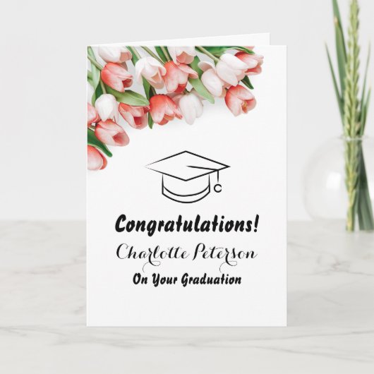 Carte Elégant Pink Tulip Graduation Card (Devant)