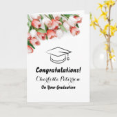 Carte Elégant Pink Tulip Graduation Card (Fleur jaune)