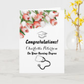 Carte Élégant Pink Tulip Infirmière Graduation Félicitat (Fleur jaune)