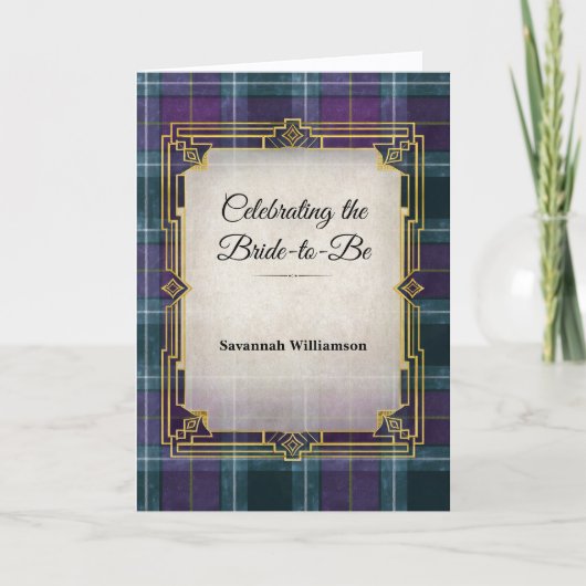 Carte Elegant Plaid Art Deco Bridal Shower (Devant)