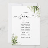 Carte Élégant plan de siège de feuillage de verdure Numé (Dos)