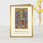 Carte Élégant prêtre d'Ordination du 50e anniversaire Jé (Fleur jaune)