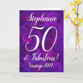 Carte Elégant Purple 50 et Fabuleux Anniversaire Customi (Fleur jaune)