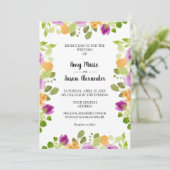 Carte Elégant Purple Aquarelle Floral Mariage Invite (Debout devant)