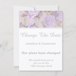 CARTE ÉLÉGANT PURPLE LILAC FLORAL CHANGER LA DATE