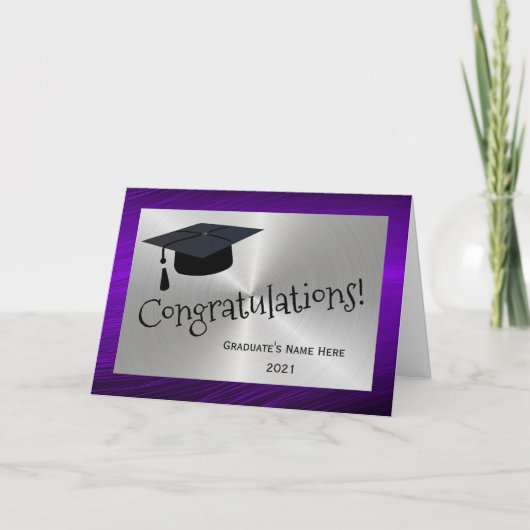 Carte Elégant Purple Silver Félicitations Graduation (Devant)