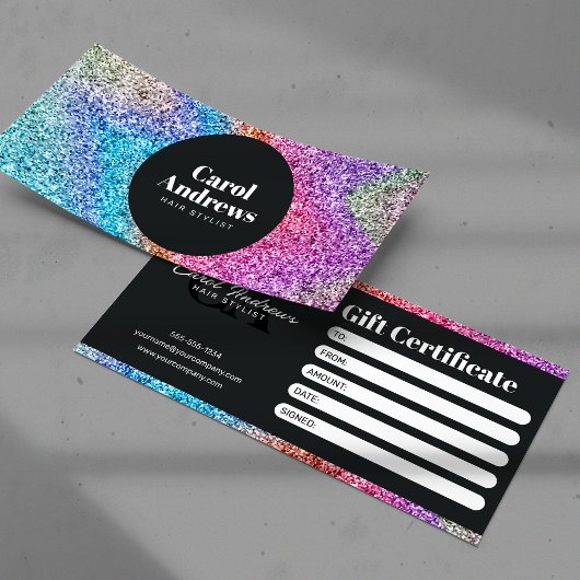 Carte Élégant Rainbow Parties scintillant HairSalon cert