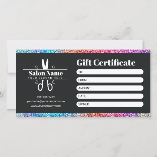 Carte Élégant Rainbow Parties scintillant Salon Certific (Devant)
