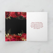 Carte Elegant Red and Gold Flowers Birthday (Intérieur)