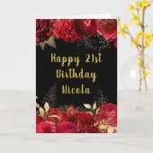 Carte Elegant Red and Gold Flowers Birthday (Fleur jaune)