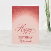 Carte Elegant Red Blush Gradient Birthday (Devant)