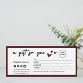 Carte Elegant Red Gift Certificate  (Debout devant)