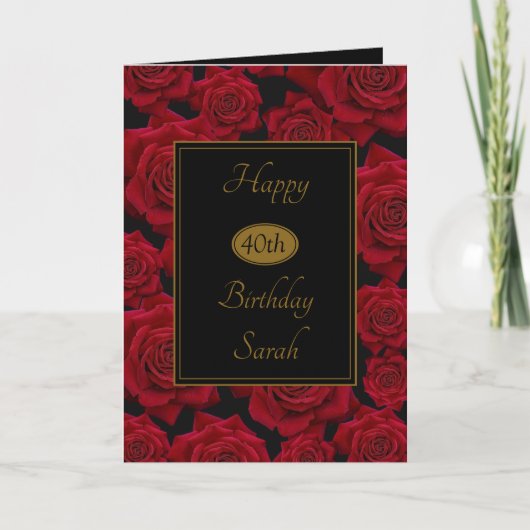 Carte Elegant Red Rose Any Age Birthday (Devant)