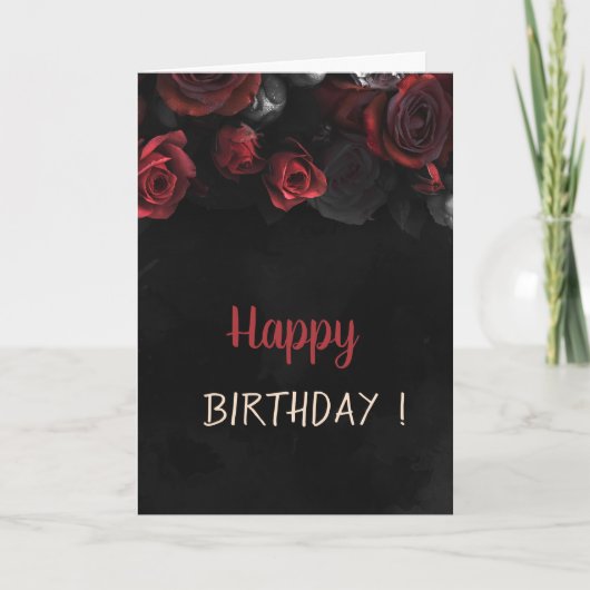 Carte Elégant Red Roses Gothique Anniversaire (Devant)
