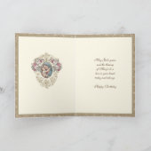 Carte Elégant religieux Anniversaire Floral et Or (Intérieur)