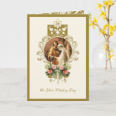 Carte Élégant Religieux Catholique Mary Joseph Mariage (Fleur jaune)
